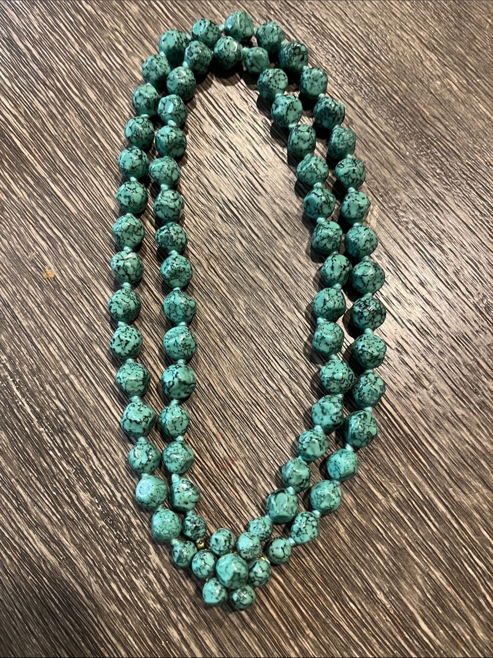 Vintage "West Germany" turquoise doubled stranded bead necklace